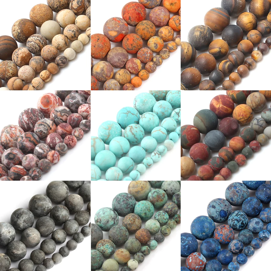 Natuurlijke Matte Stenen Kralen Doffe Polish Roze Zebra Jaspers Agaat Howliet Jades Minerale Kralen voor Sieraden Maken DIY Armband 15''