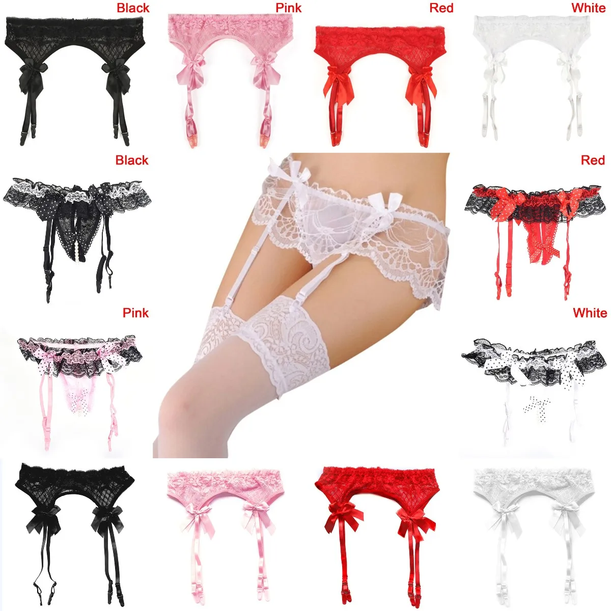 Women's Sexy Lingerie Lace Garter Suspenders Transparent Underwear Adjustable Double Breasted Waist Belt For Stockings