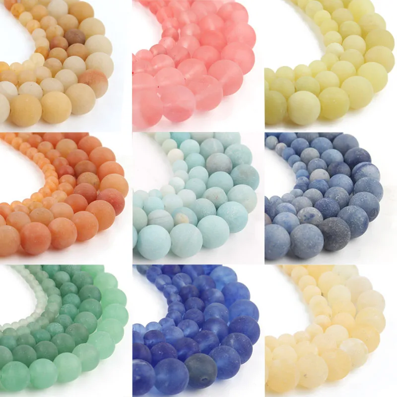 40 Stijl Natuurlijke Matte Stenen Kralen Amazoniet Agaat Aventurijn Kralen voor Sieraden Maken DIY Armband 15 ''Originele Minerale Kralen