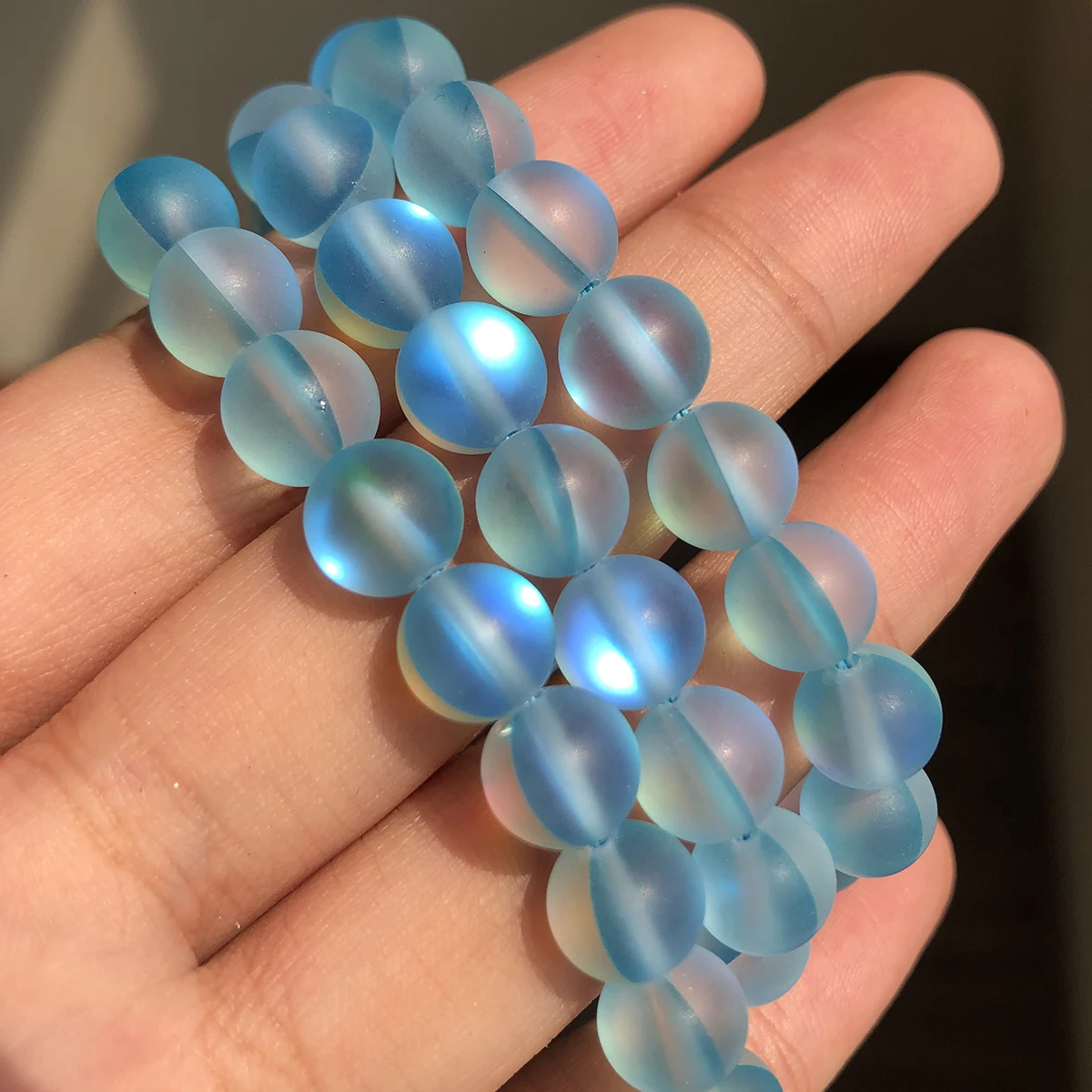 Matte kristalglas kralen, frosted moonstone, glitterende ronde losse kralen voor het maken van sieraden, DIY ketting armband 15''