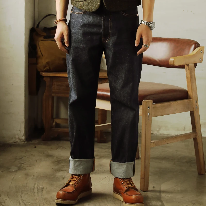 Red Tornado 55501 Jeans para hombre, pantalones de mezclilla cruda de 14 oz, corte recto y holgado