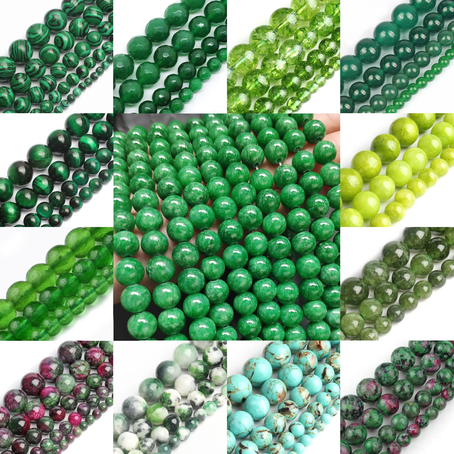 Natuurlijke Stenen Groene Agaat Jade Jasper Tijgeroog Kralen Ronde Losse Sieraden Kralen voor Maken Armbanden DIY Accessoires 15 inch