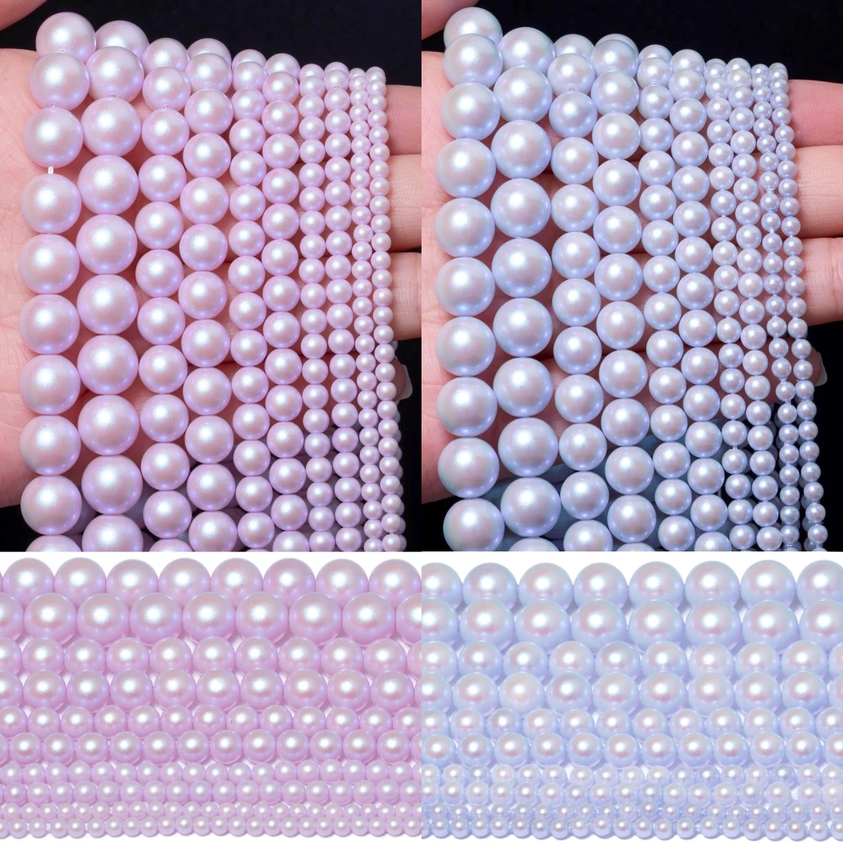 3/4/6/8/10mm Blauw Roze Kleur Shell Kralen Ronde Gladde Losse Spacer kralen voor Handgemaakte DIY Bruiloft Decoraties Armband Hanger