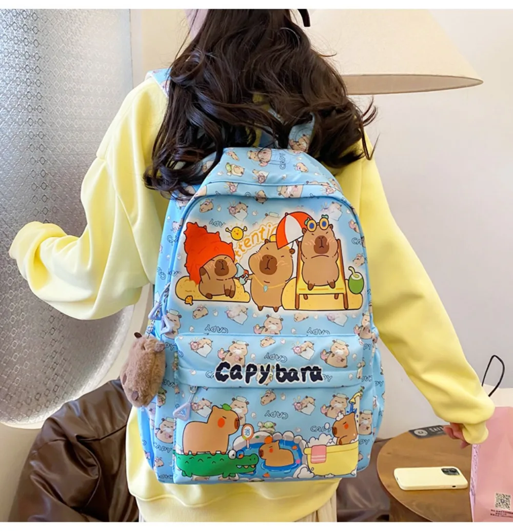 Mignon grande capacité Capybara sac à dos dessin animé respirant étudiant cartable en Nylon ultra-léger livre sac retour à l'école femmes fille