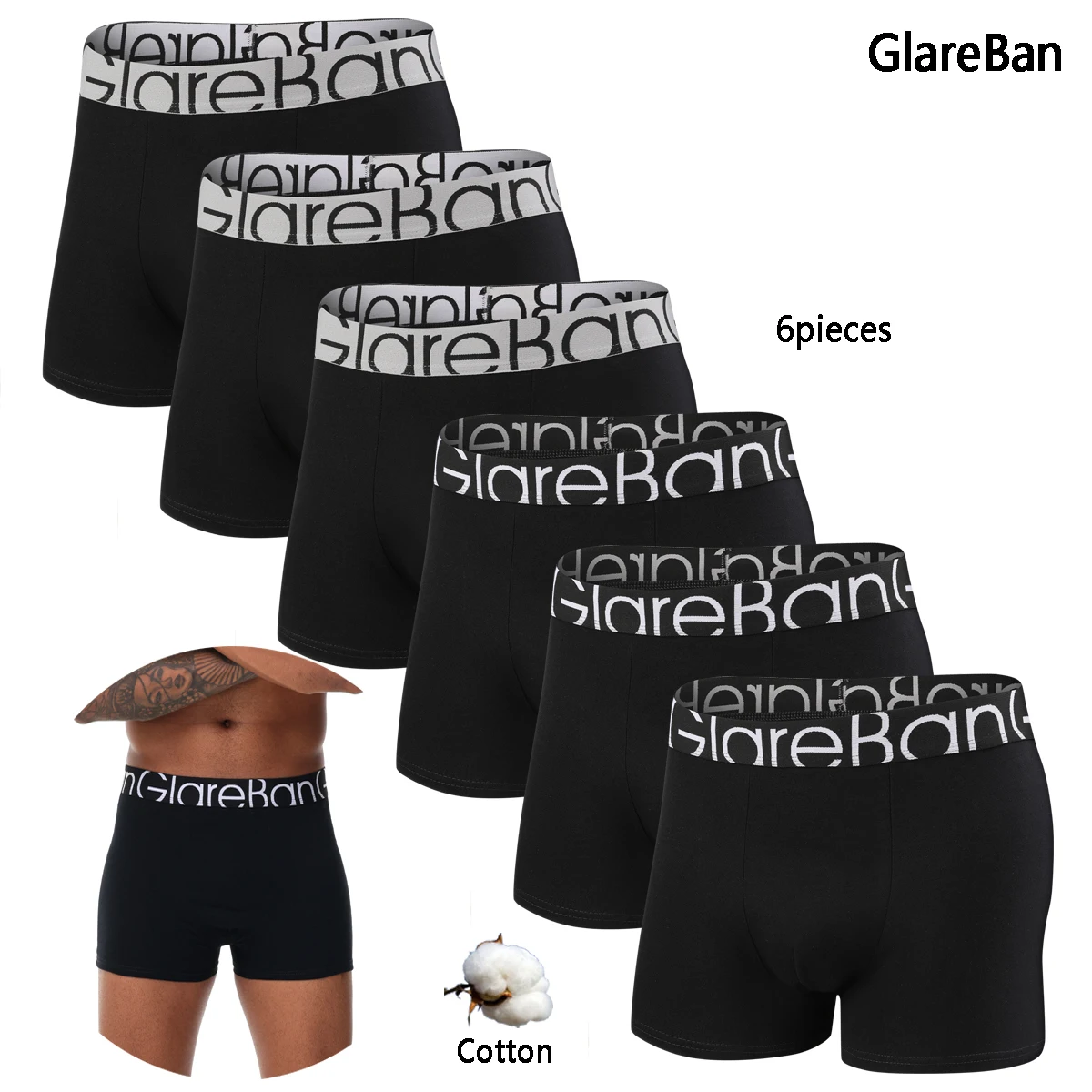 Paquete de 6 uds de calzoncillos Boxer de algodón, pantalones cortos para hombre, bragas, ropa interior para hombre, marca y calzoncillos, BoxerShorts de lujo para hombre, caja deslizante