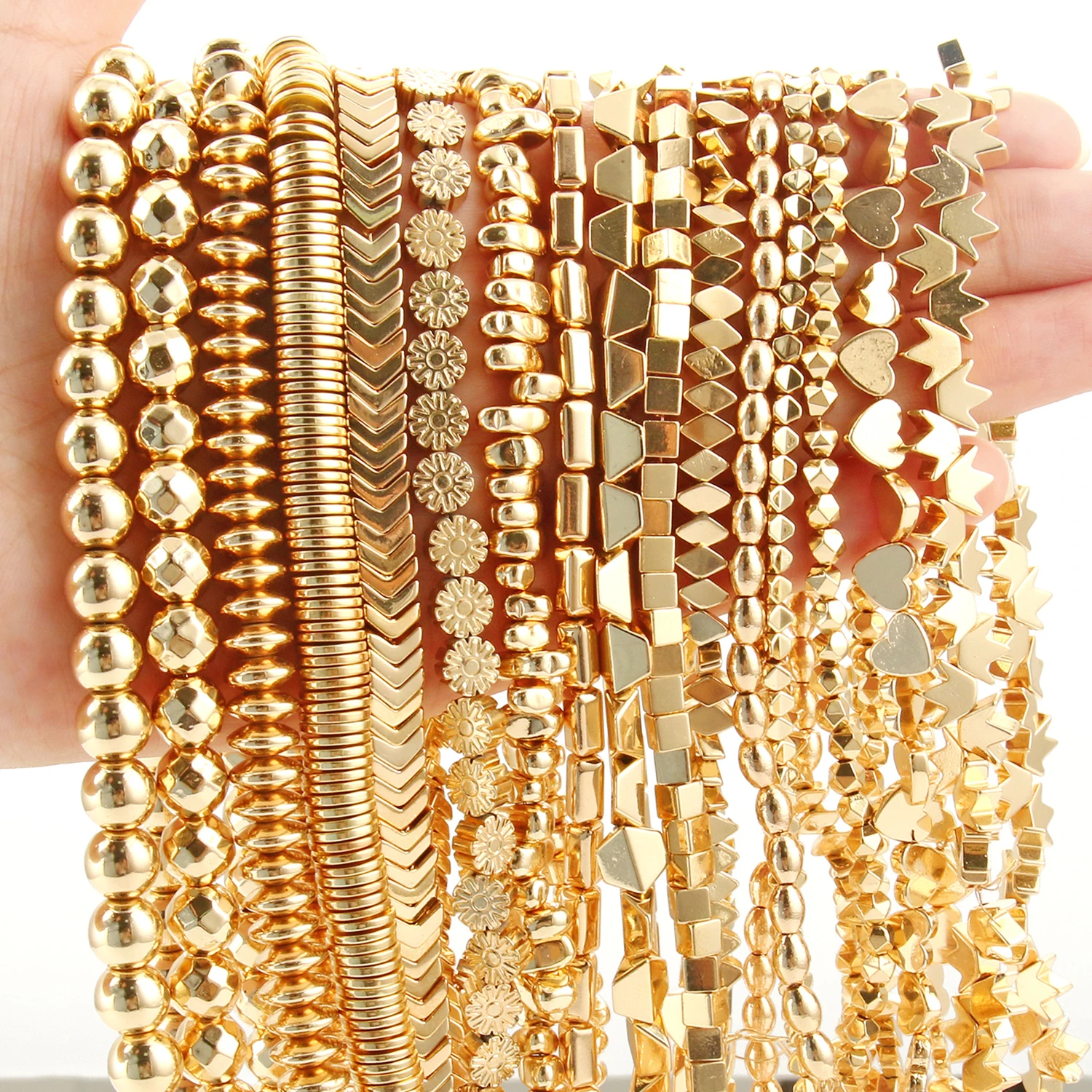 Natuurlijke 14k Vergulde Hematiet Kralen Onregelmatige Ronde Hart Kubus Rondelle Spacer Kralen Voor Sieraden Maken Diy Armband Ketting