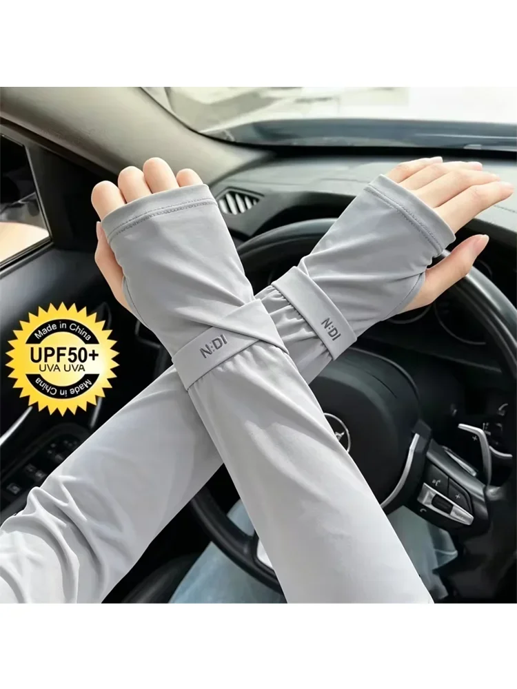 1 Pair Mens Ice Arm Sleeves Sunscreen Elastic Driving Gloves Outdoor UV Protection Arm Cover Sleeves Lightweight Cool Muff New