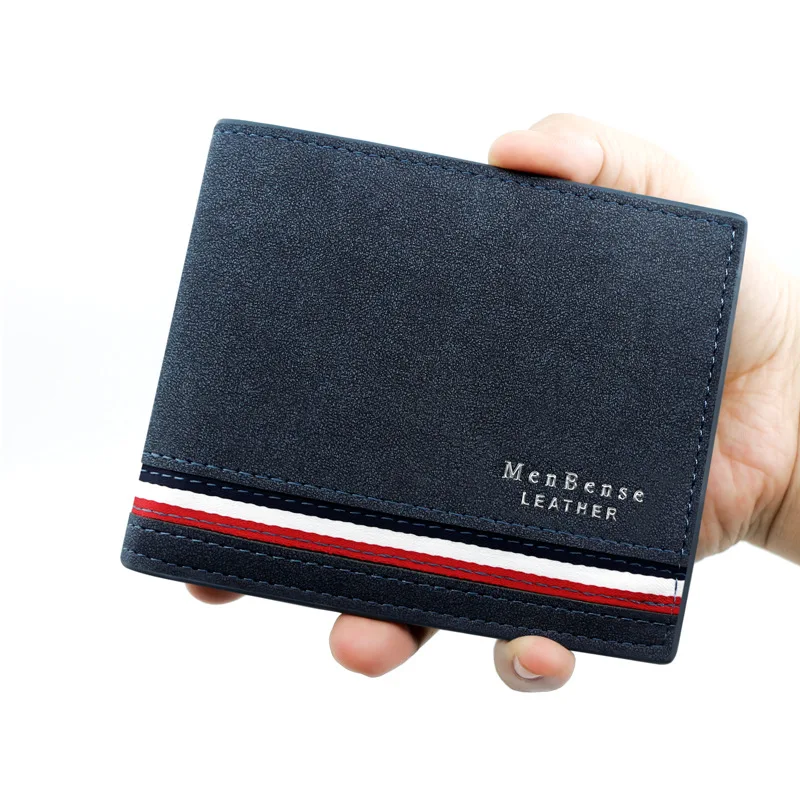 Cartera corta de lujo para hombre, monedero de cuero PU de alta calidad, monedero plegable con cremallera y tarjeteros delgados con clip para billetes
