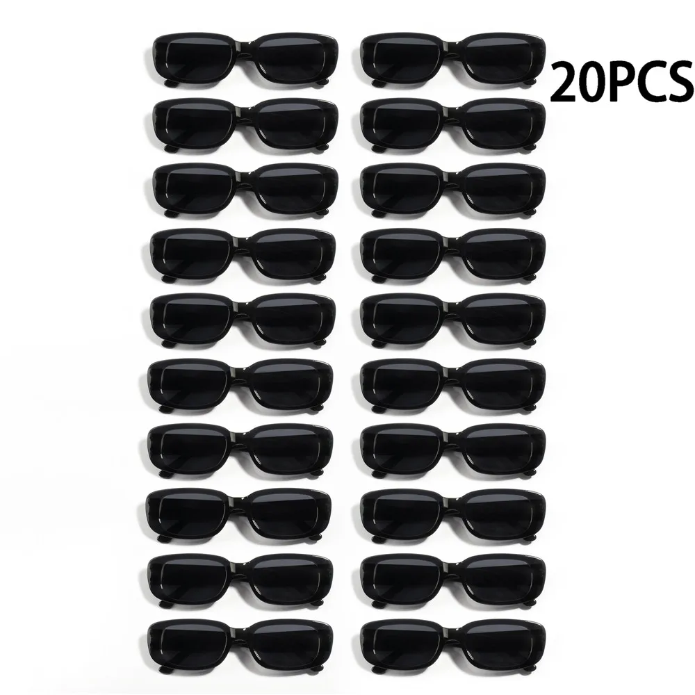 20PCS Vintage Black Square Sunglasses Woman Luxury Brand Small Rectangle Sun Glasses Female Gradient Clear Mirror Oculos De Sol