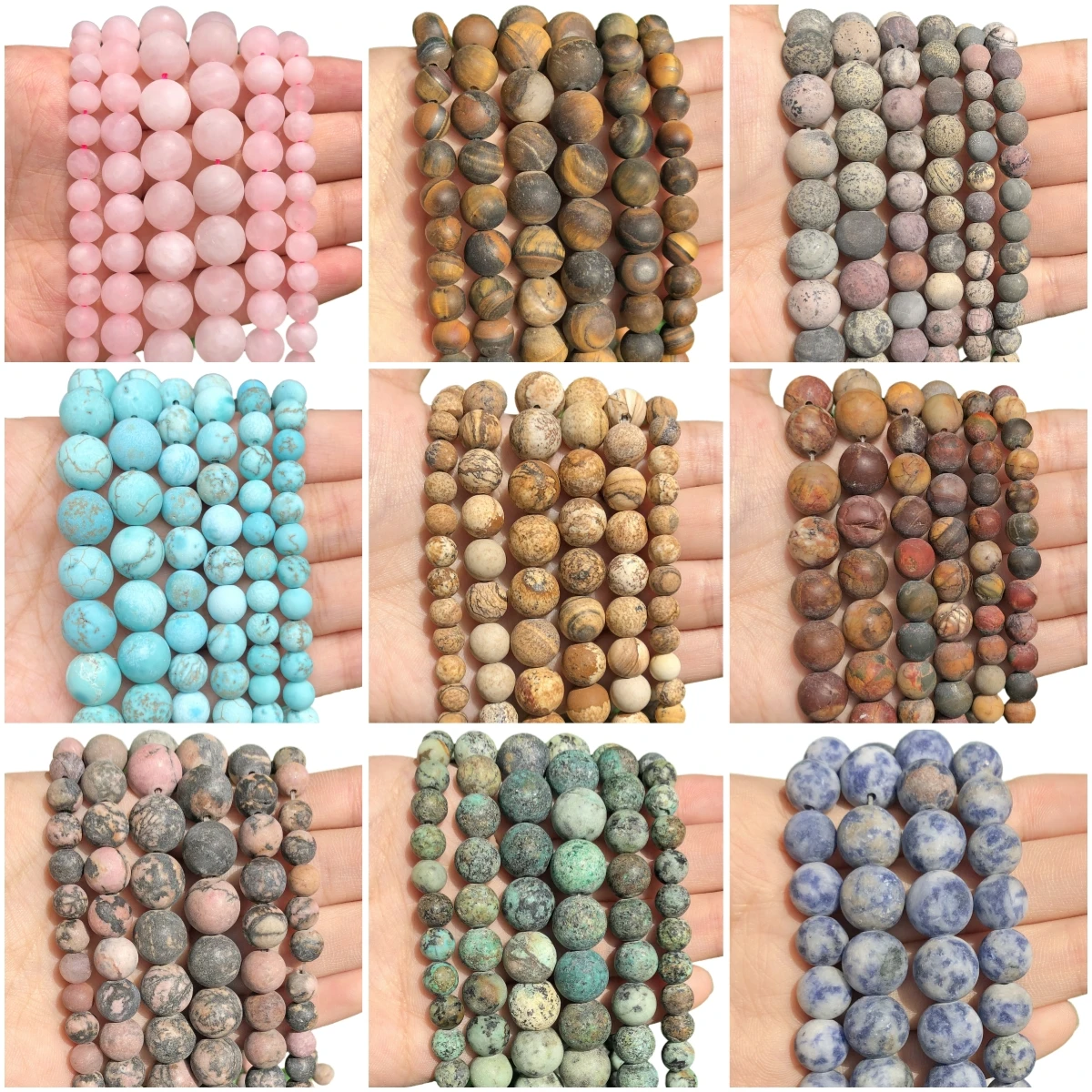 Natuurlijke saaie Poolse matte foto kaart Picasso Jasper turquoise Agaat ronde losse kralen voor sieraden maken 15'' 4/6/810mm