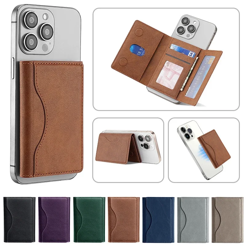 Cartera Magnética Unisex Magsafe para Teléfono 16-15-14-13-12 Pro Max Mini - Tarjetero de Cuero PU para Dispositivos ​
