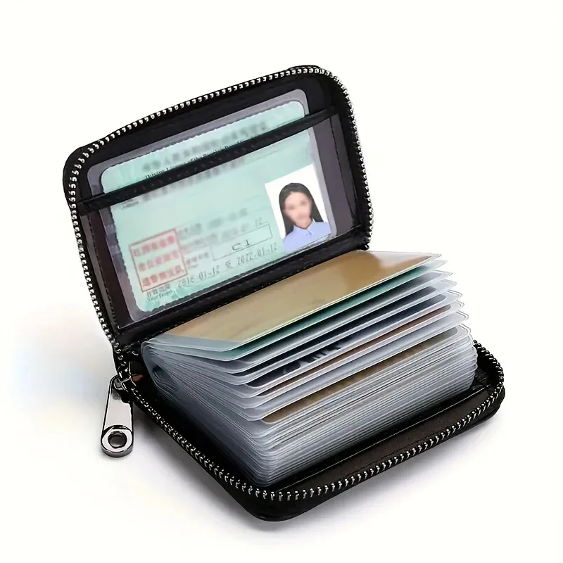 Cartera con tarjetero con bloqueo RFID minimalista Unisex, con cremallera, bolsillo para monedas, funda delgada para tarjetas de crédito para hombres y mujeres, Bolso pequeño