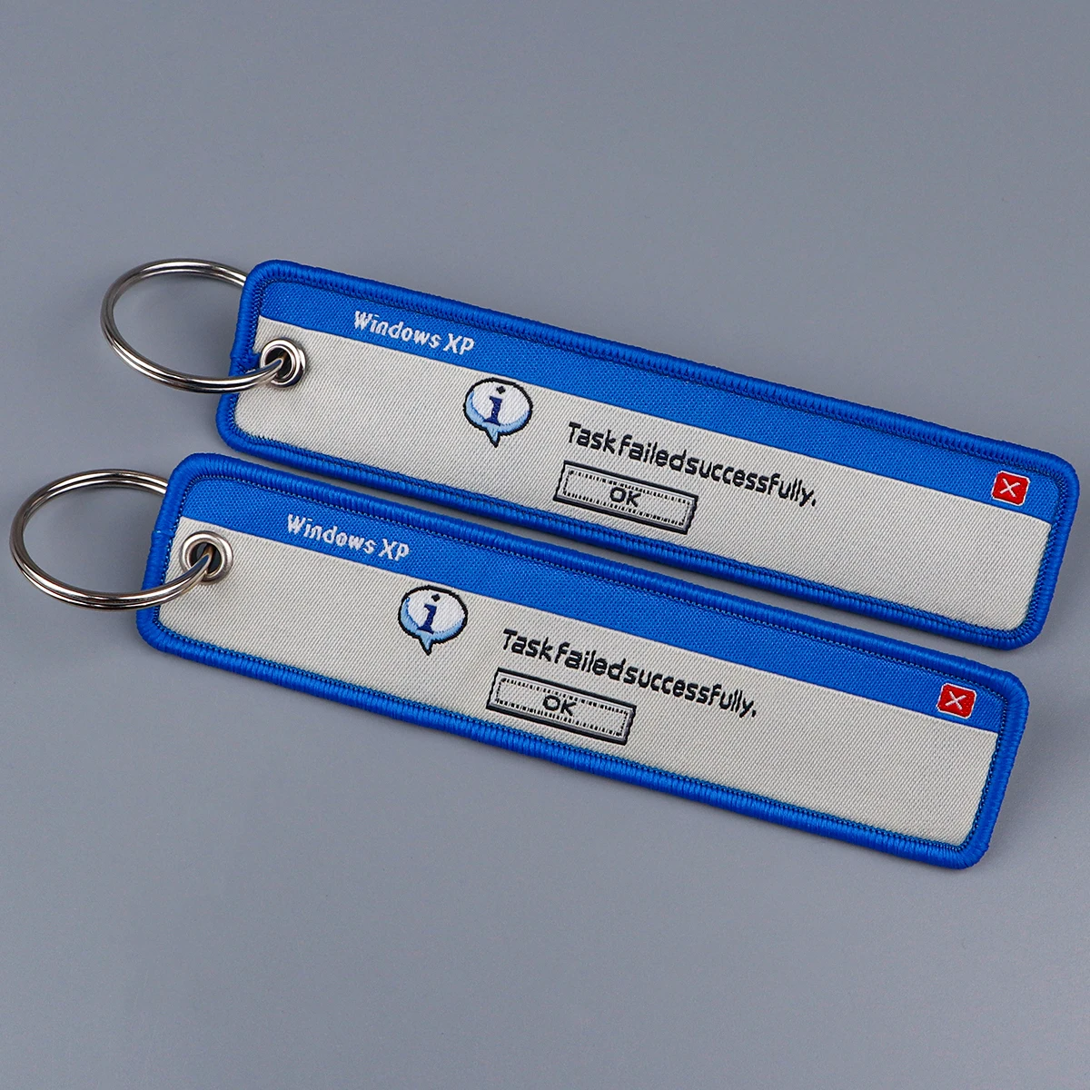 "Task Failed Successfully" Embroidery Key Fobs Funny Key Tags Keychain For Motorcycles Cars Key Ring Accessories Chaveiro Gift
