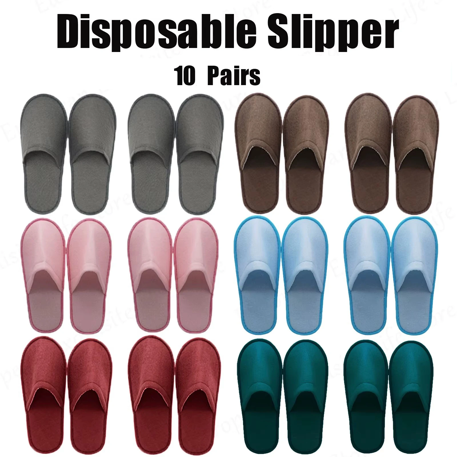 10 pares de zapatillas desechables antideslizantes con punta cerrada, zapatillas de casa Unisex de felpa cepillada para viajes de Hotel, zapatos para el hogar