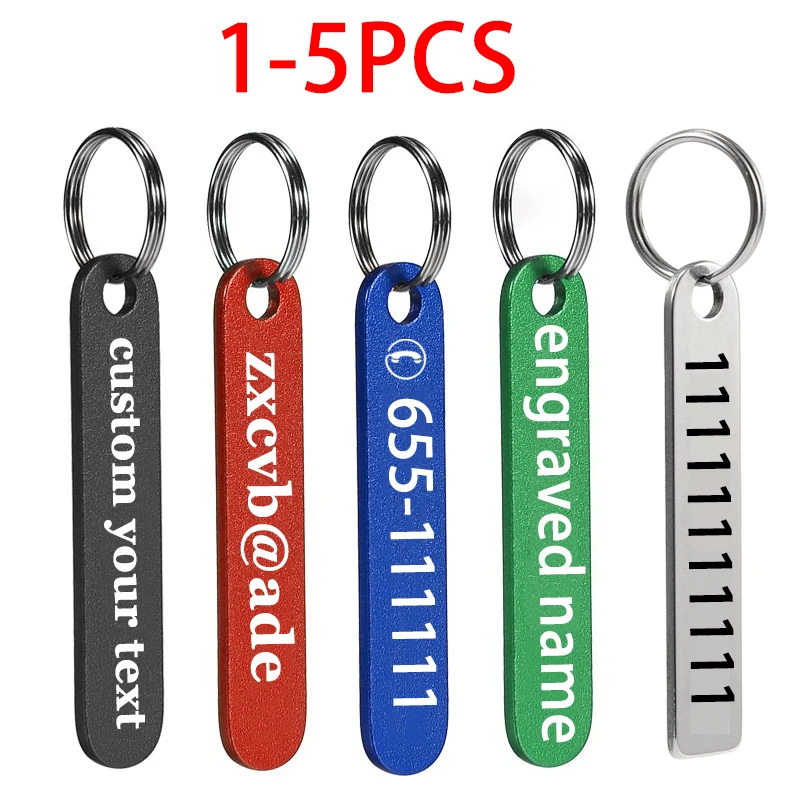 Llavero personalizado de acero inoxidable de 1/5 piezas, grabado con láser personalizado con nombre de teléfono o regalo duradero ideal para hombres y mujeres