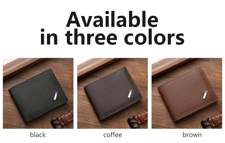 Men's Leather Short Wallet Thin Wallet Foldable Minimalist Soft Leather Wallet