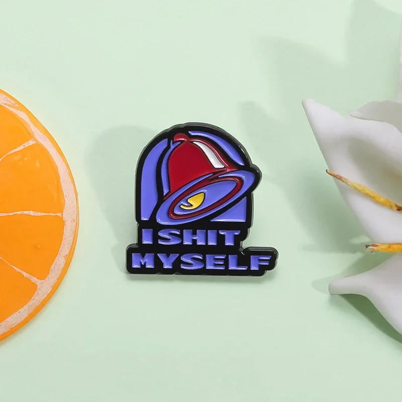 Humorous I SHIT MYSELF Enamel Pins Creative Vintage Bell Metal Brooches Backpack Lapel Badges Funny Jewelry Gift for Friends