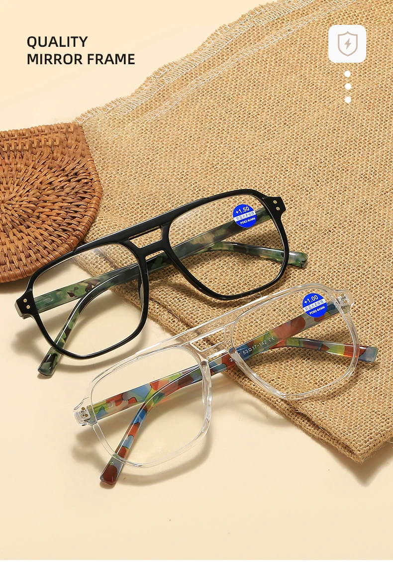 New Fashionable Reading Glasses Men with Spring Legs and No Facial Clamping Design Anti Blue Light Presbyopia Hyperopia Eyeglass