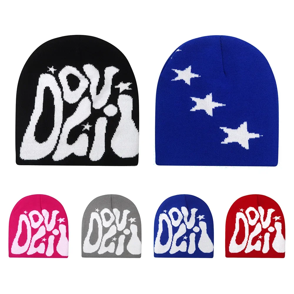 Y2K lettre tricoté hiver automne bonnet hommes femmes Kanye bonnets Gorras Hombre haut chaud ski chapeau oreille chapeaux Hip Hop Skullcap