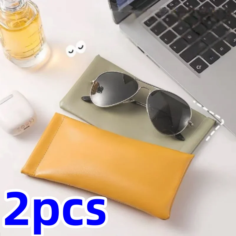 2pcs Automatic Closed Sunglasses Case PU Leather Glasses Storage Bag Waterproof Glasses Protective Cover Eyewear Storage Bag