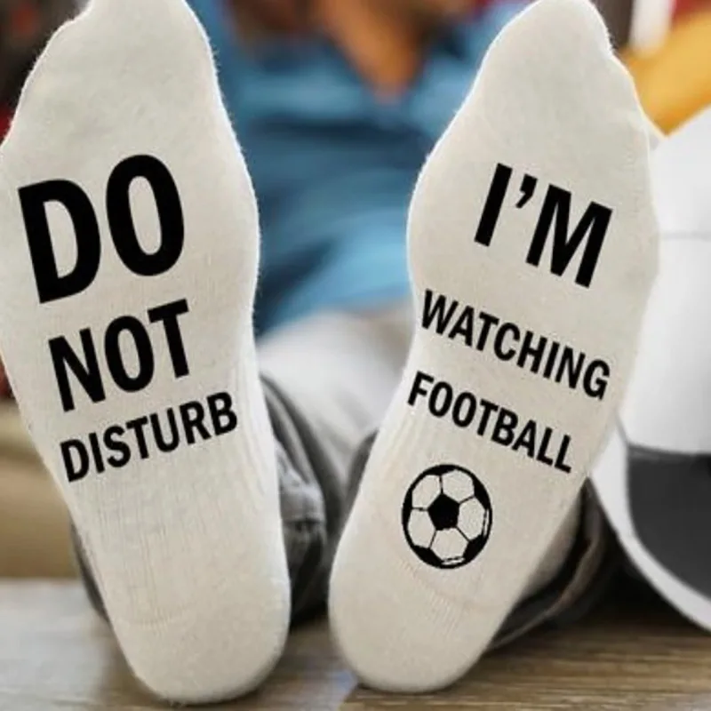 Soccer socks DO NOT DISTURB WATCHING FOOTBALL Funny Men's socks Women's sports Medium tube Cotton socks