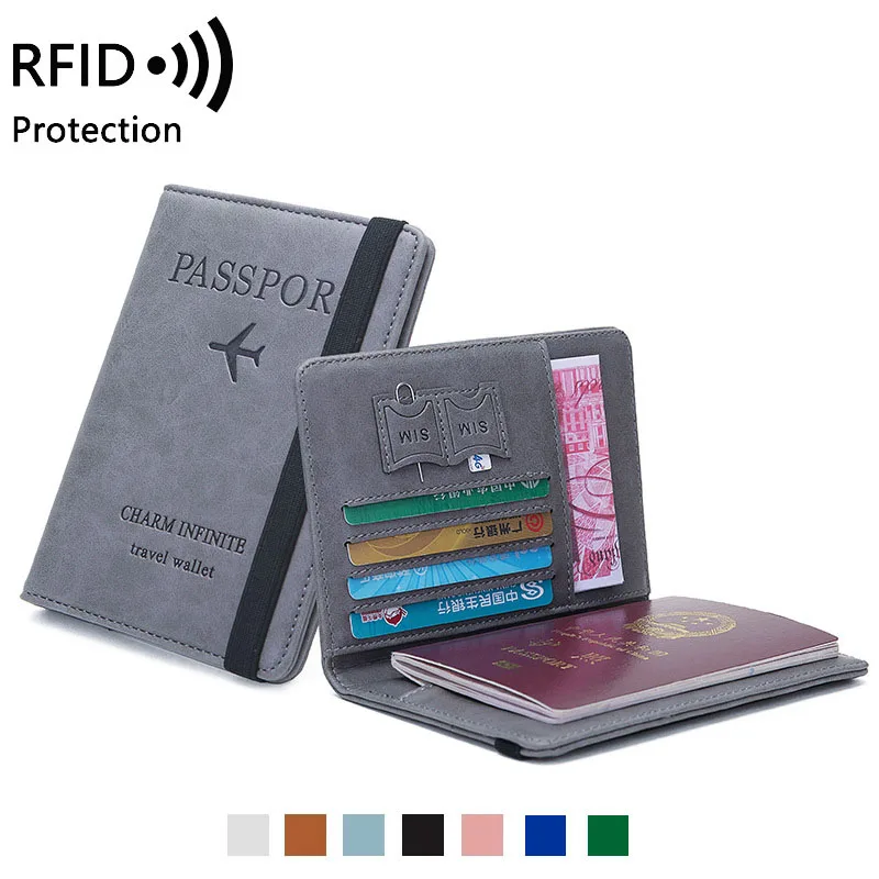 Funda para pasaporte de viaje para hombre y mujer, funda RFID de cuero PU, tarjetero para tarjetas de identificación y crédito, billetera protectora para billetes