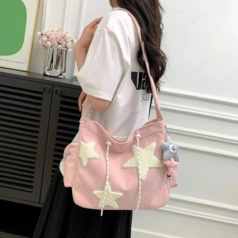 Bolso de mano con diseño de nicho para mujer, bolso de hombro tipo bandolera de pana de gran capacidad para ir al trabajo, novedad de 2023