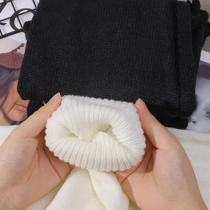 Moda JK Lolita Calzini Scaldamuscoli a tromba Coprigambe lungo lavorato a maglia carino Solido Bianco Nero Colori Scaldamuscoli Kawaii Autunno Inverno