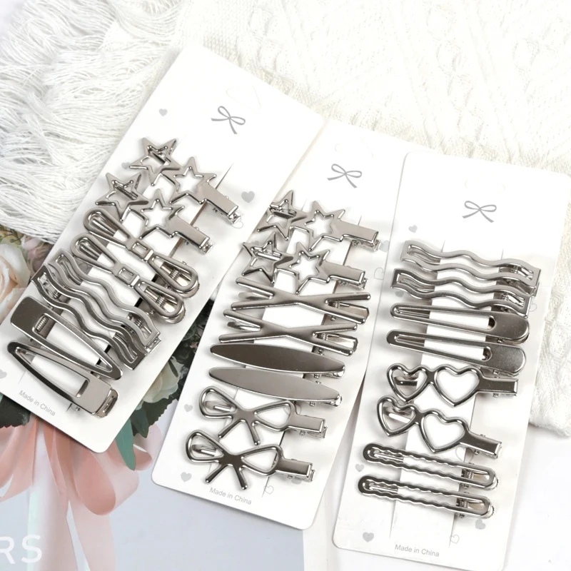 Sliver Color Metal Hair Clips Women Y2K Duckbill Hairpin Personality Headwear Barrettes Hairclip Styling Accessories for Girls