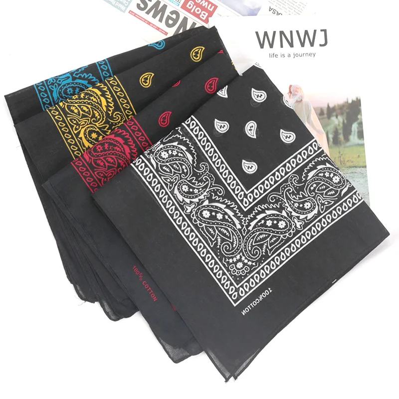 New Cotton Cashew Flowers Hip Hop Printed Bandana Men Hijabs for Women Headbands Band Wrist Wraps Scarves Hair Accessories Gift