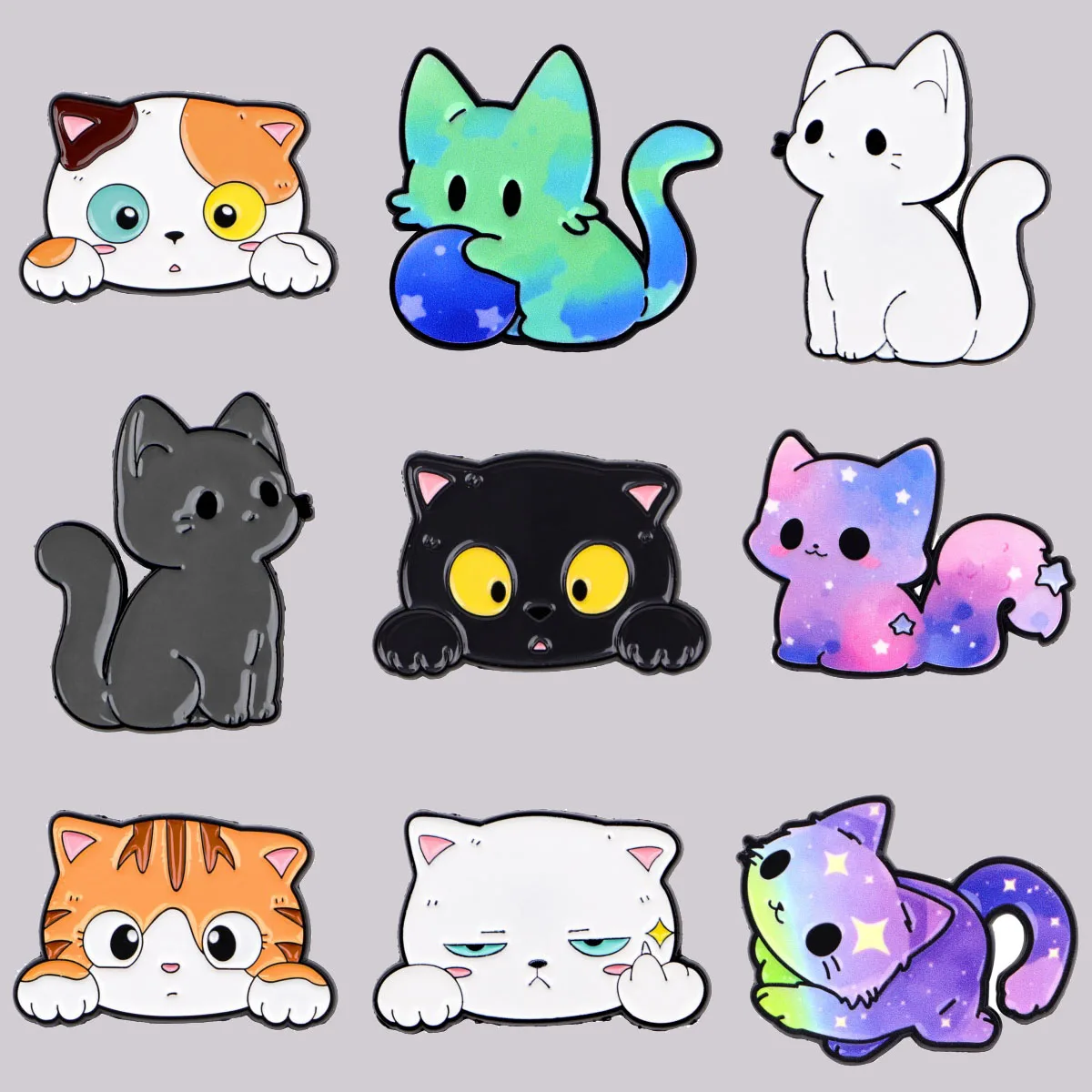 Cute Cat Enamel Pins Cartoon Brooches Badge Lapel Pins for Backpacks Bags Backpack Clothes Decoration Animal Jewelry Gifts