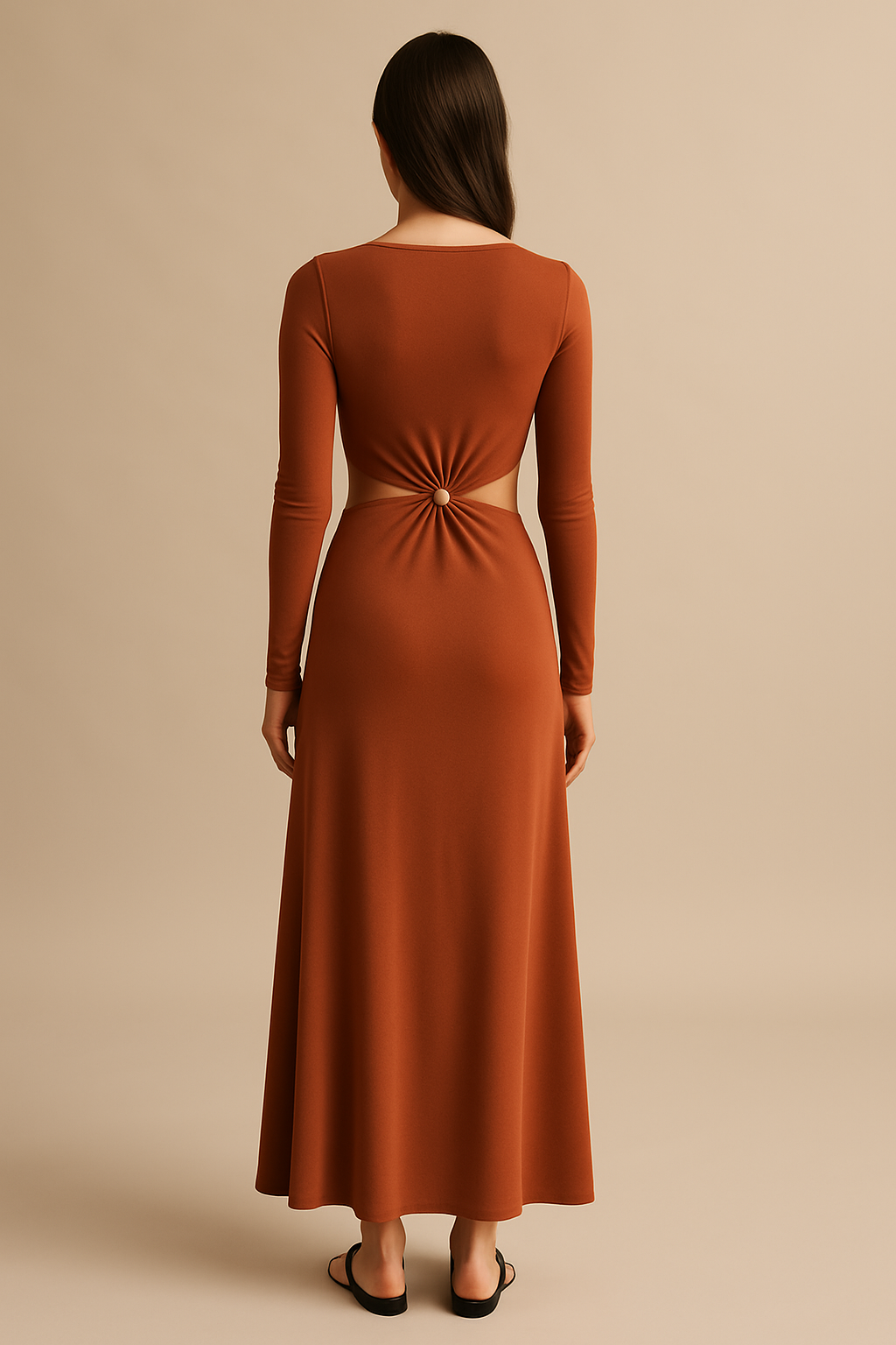 Cleo Cutout Maxi Dress in Terracotta - Image 2