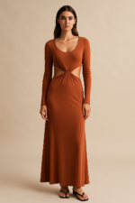 Cleo Cutout Maxi Dress in Terracotta