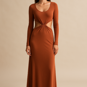 Cleo Cutout Maxi Dress in Terracotta