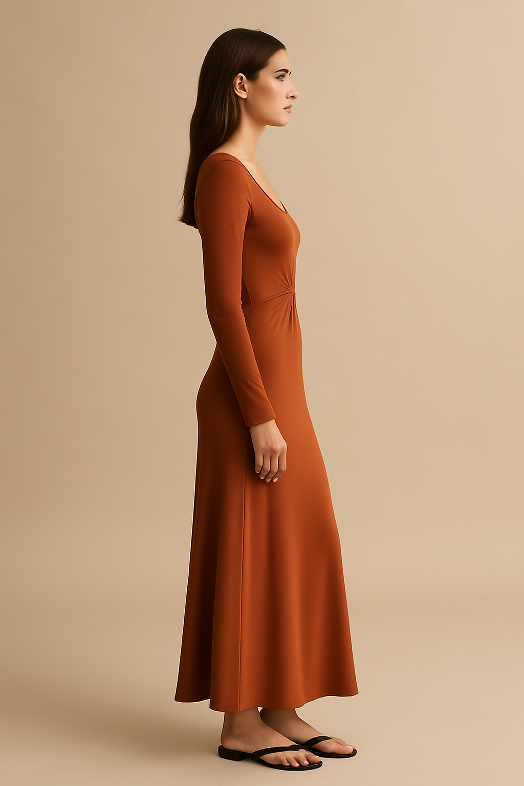 Cleo Cutout Maxi Dress in Terracotta - Image 3