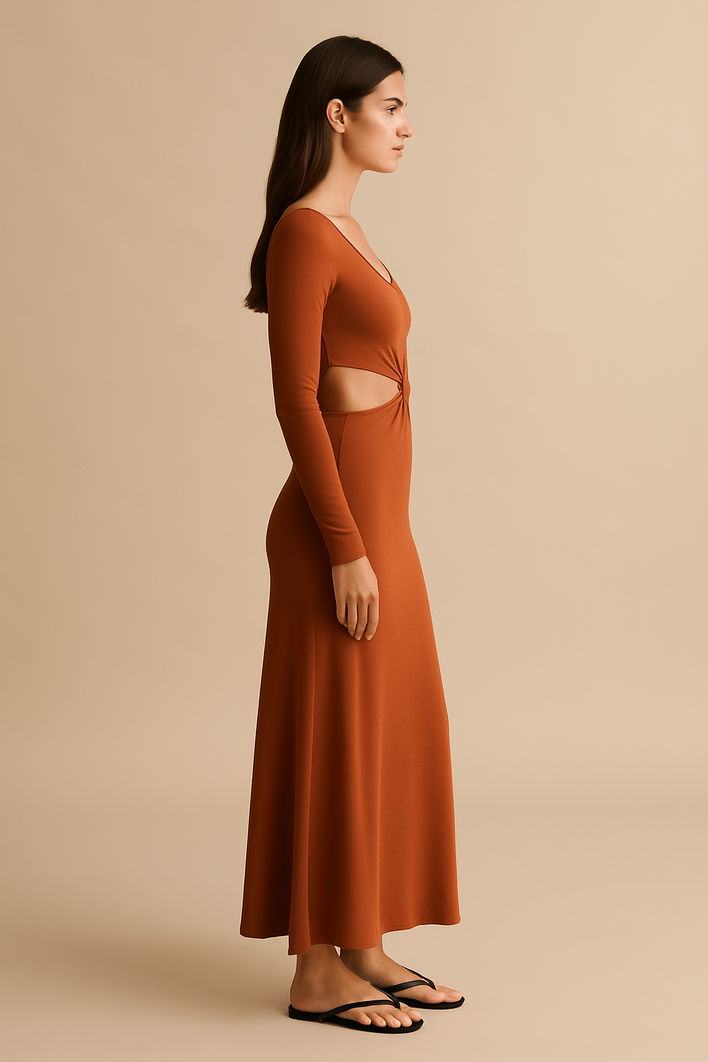 Cleo Cutout Maxi Dress in Terracotta - Image 4