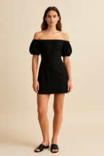 Elle Off-Shoulder Mini Dress in Black