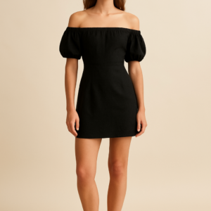 Elle Off-Shoulder Mini Dress in Black