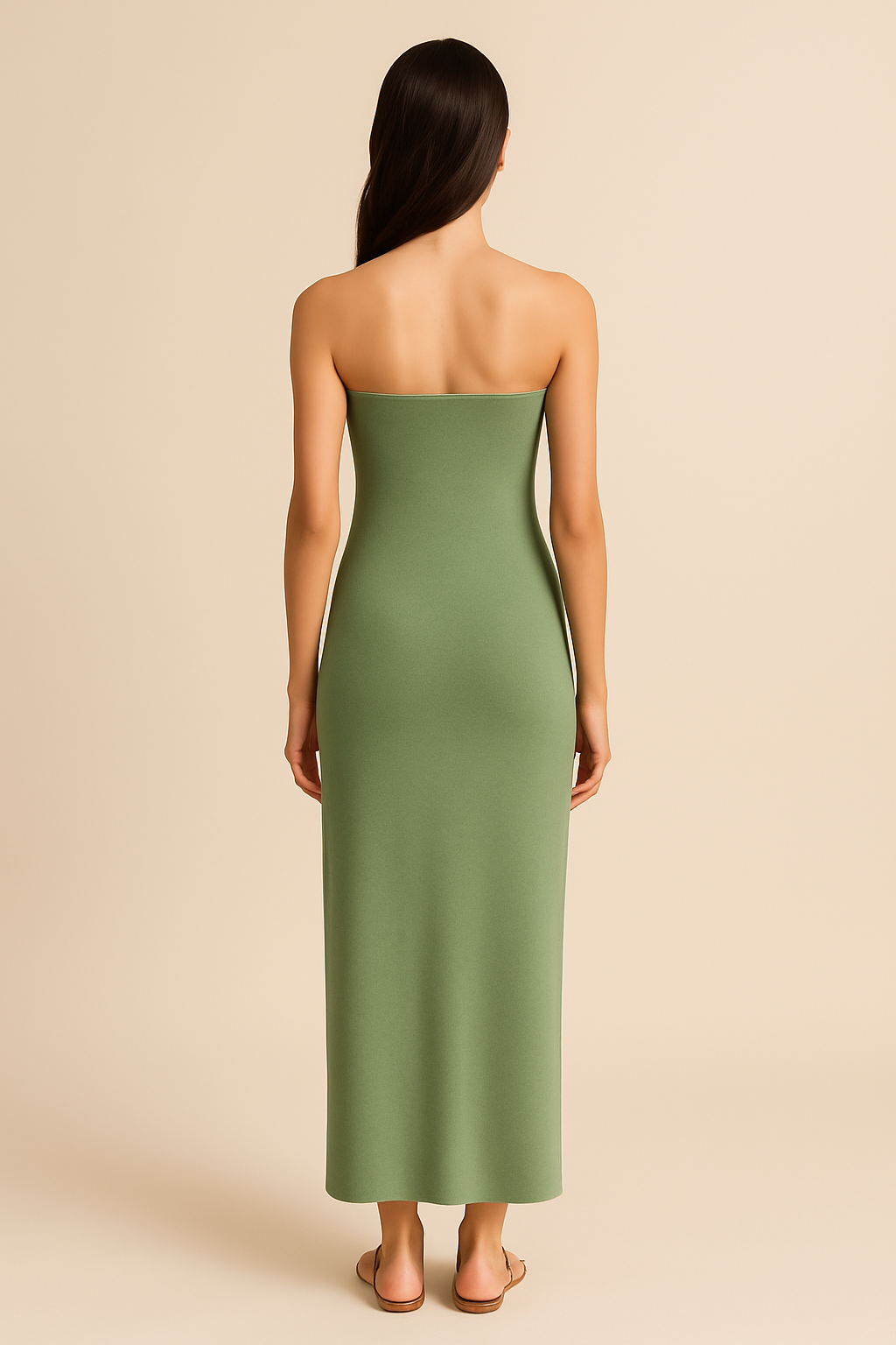 Esme Strapless Maxi Dress in Sage - Image 2