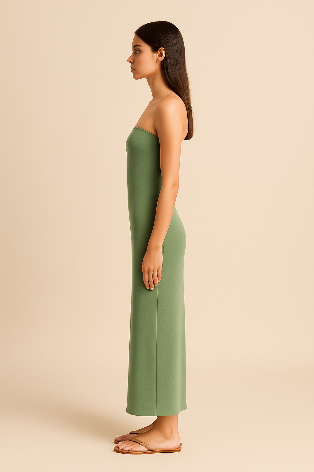 Esme Strapless Maxi Dress in Sage - Image 3