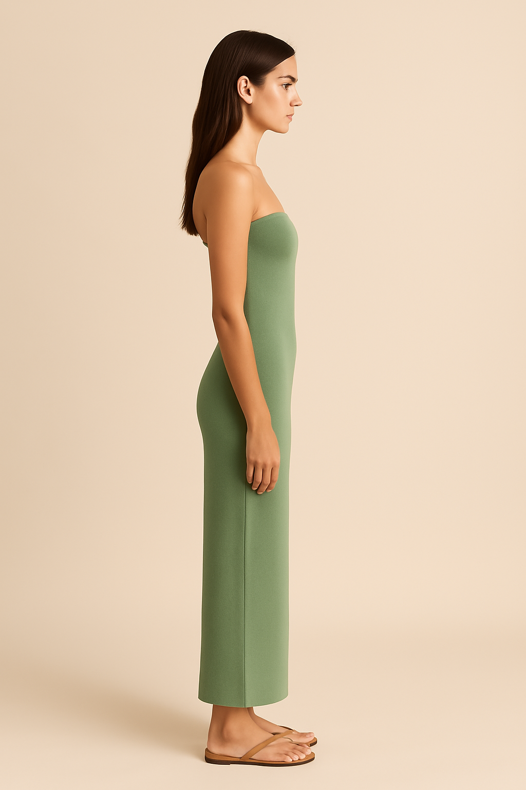 Esme Strapless Maxi Dress in Sage - Image 4