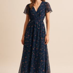 Freya Floral Maxi Dress in Navy