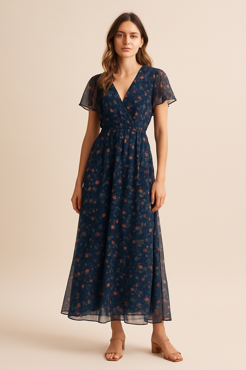 Freya Floral Maxi Dress in Navy