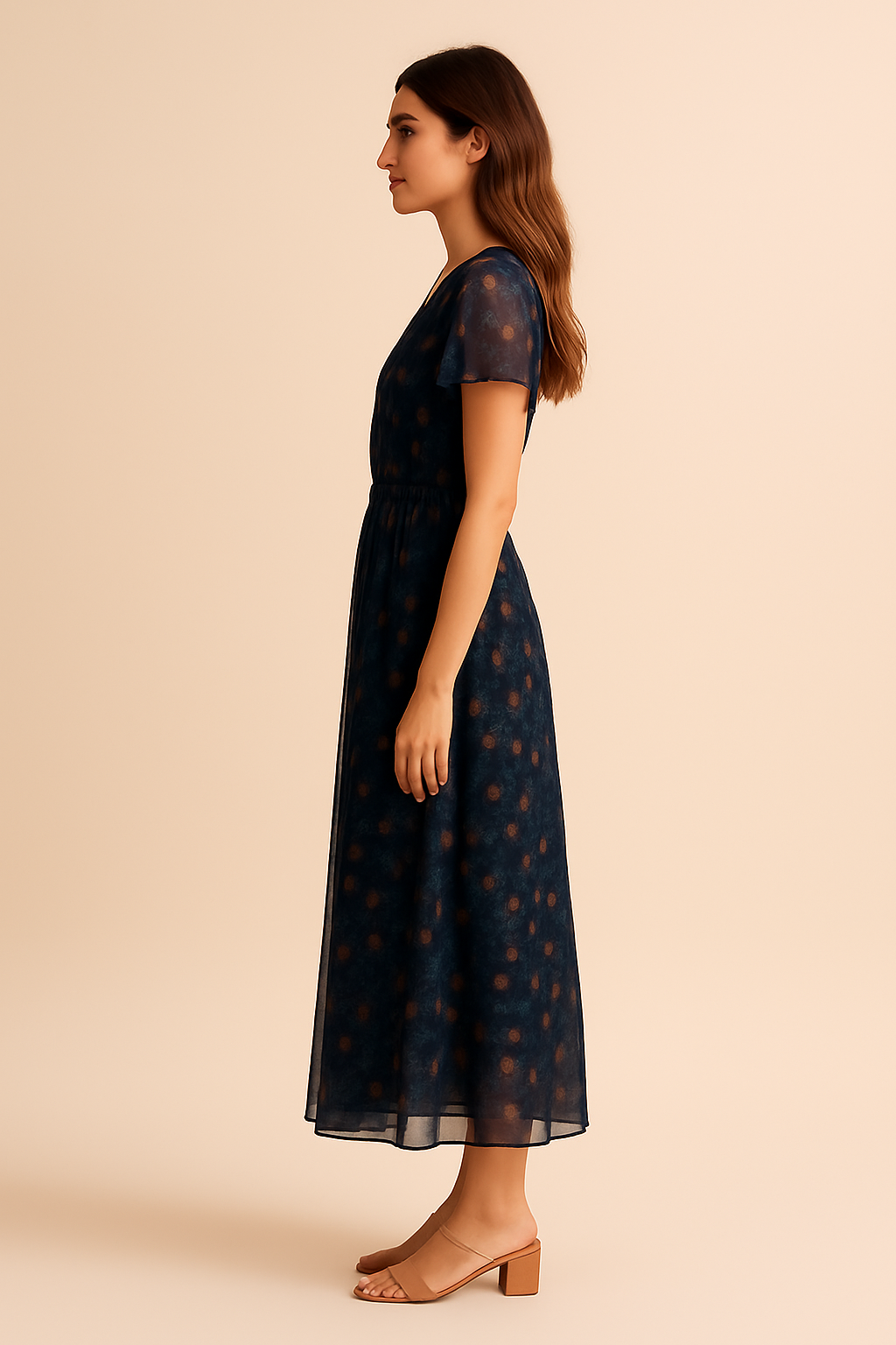 Freya Floral Maxi Dress in Navy - Image 3