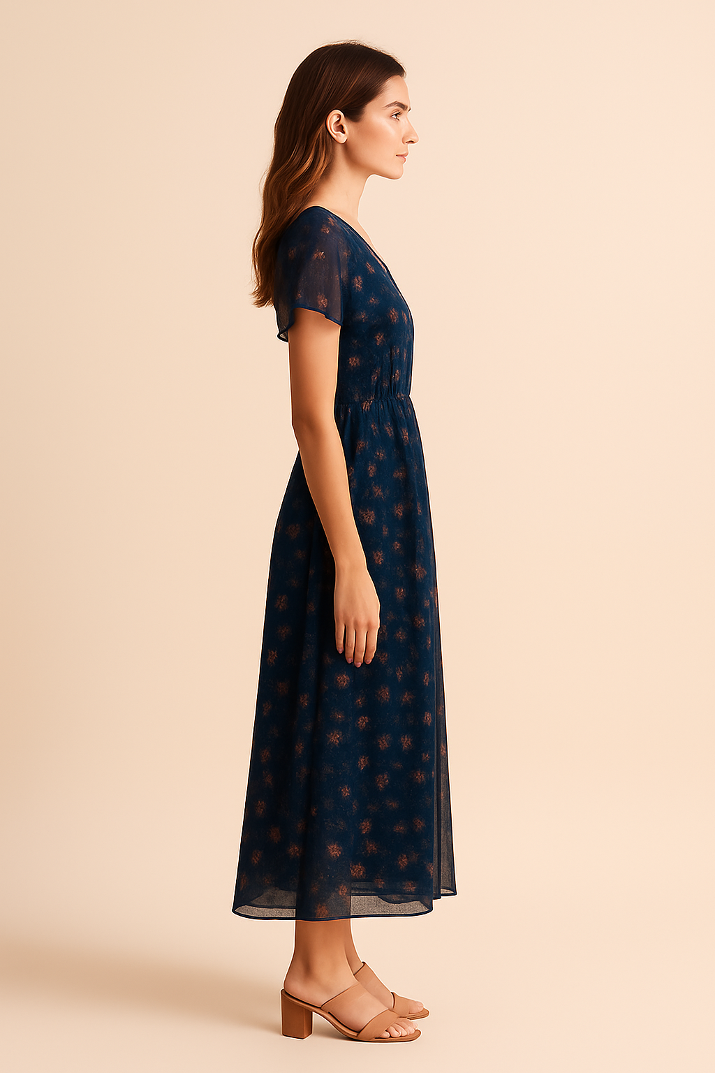 Freya Floral Maxi Dress in Navy - Image 4