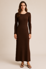 Juno Knit Maxi Dress in Chocolate