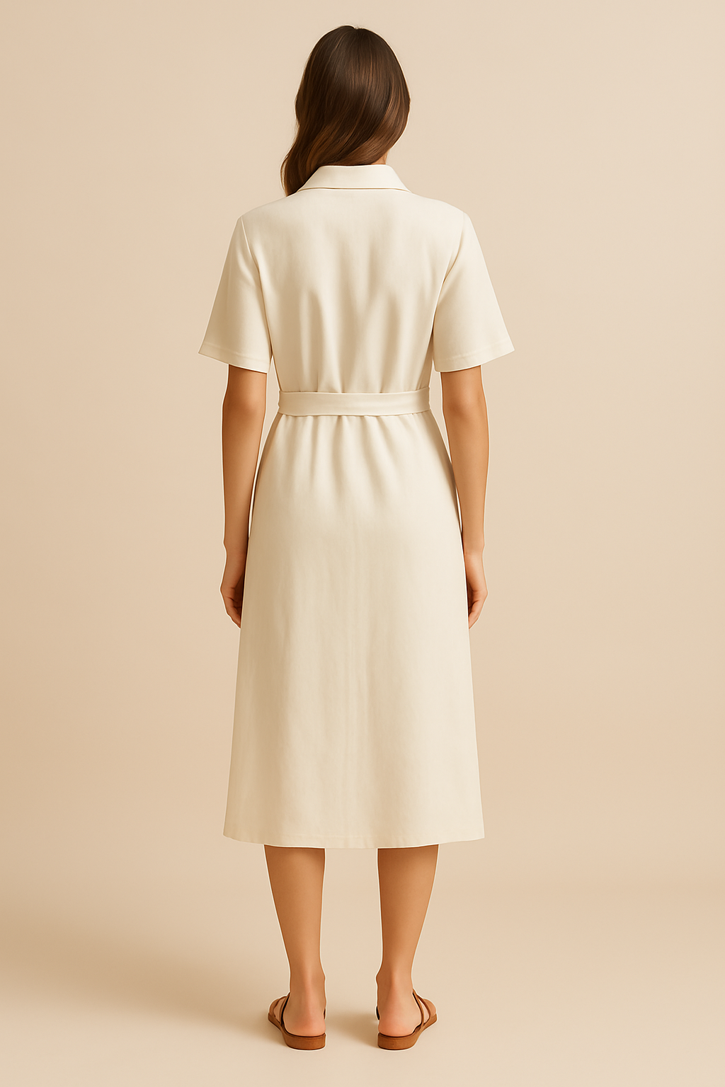 Sienna Linen Shirt Midi Dress in Ivory - Image 2