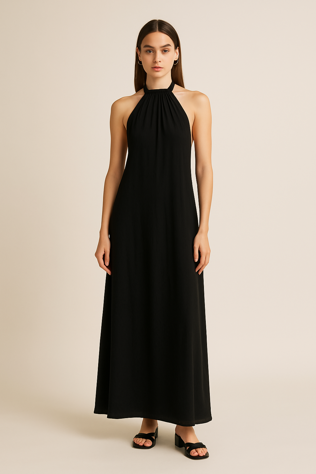 Stella Halter Maxi Dress in Black