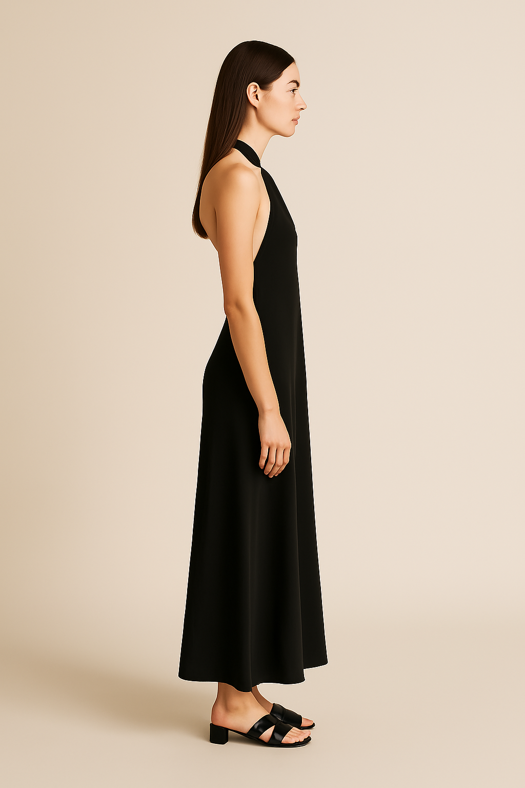 Stella Halter Maxi Dress in Black - Image 3