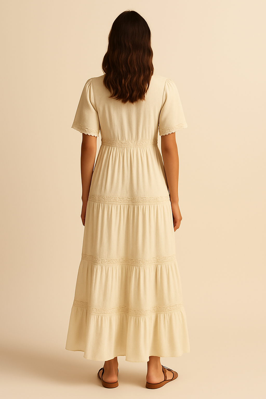 Talia Boho Maxi Dress in Cream - Image 2